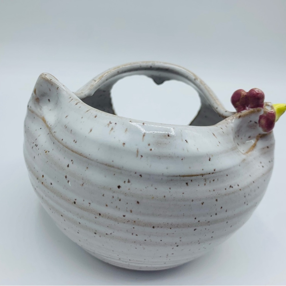 Rustic Handmade Hen Chicken Pottery Tealight Holder – Heart Cutout - Picture 4 of 10